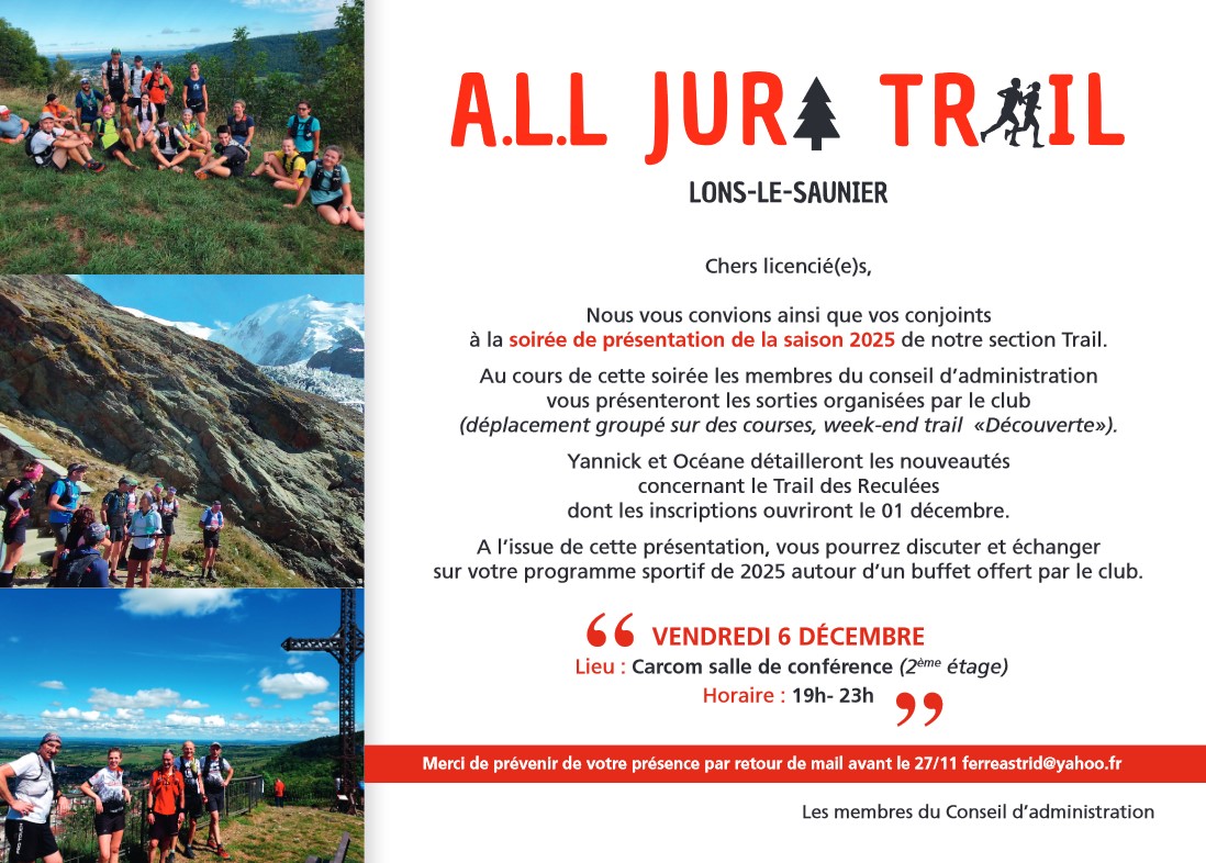 Soirée de présentation de la saison ALL JURA TRAIL 